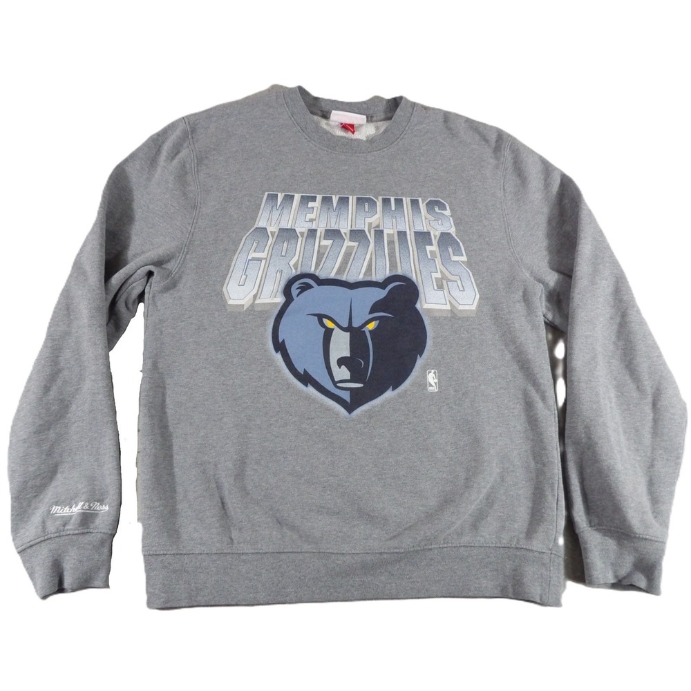 Mitchell Ness Memphis Grizzlies Sweatshirt Men L Gray Crewneck NBA Pullover EUC